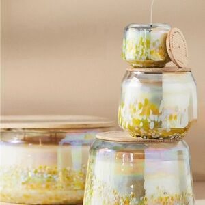 By Anthropologie NWT/NIB Fresh Hibiscus & Pink Guava Glass Jar Candle